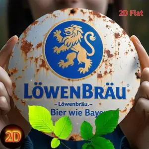Vintage Lowenbrau German Beer Sign Aluminum Metal Plaque Blue Golden Lion Bavarian Decor Indoor Outdoor Wall Art for Bar Restaurant Rustic Design