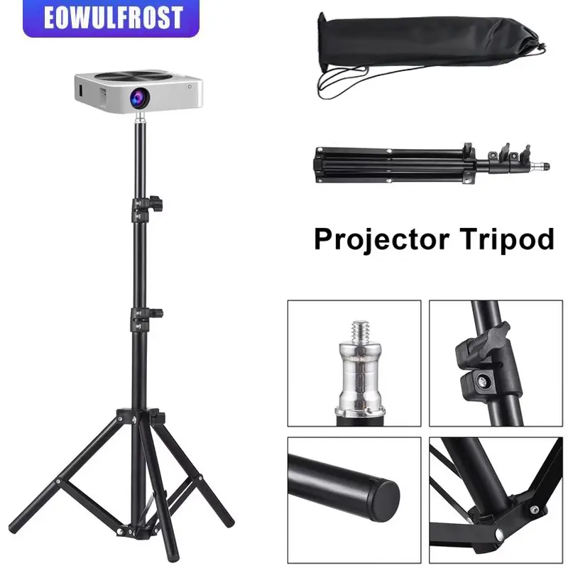 EOWULFROST 120cm Adjustable Floor Tripod Stand Alloy, Universal 1/4" Screw, Compatible with Projector, Camera, Ring Light, Portable & Retractable, Height Adjustable Tripod