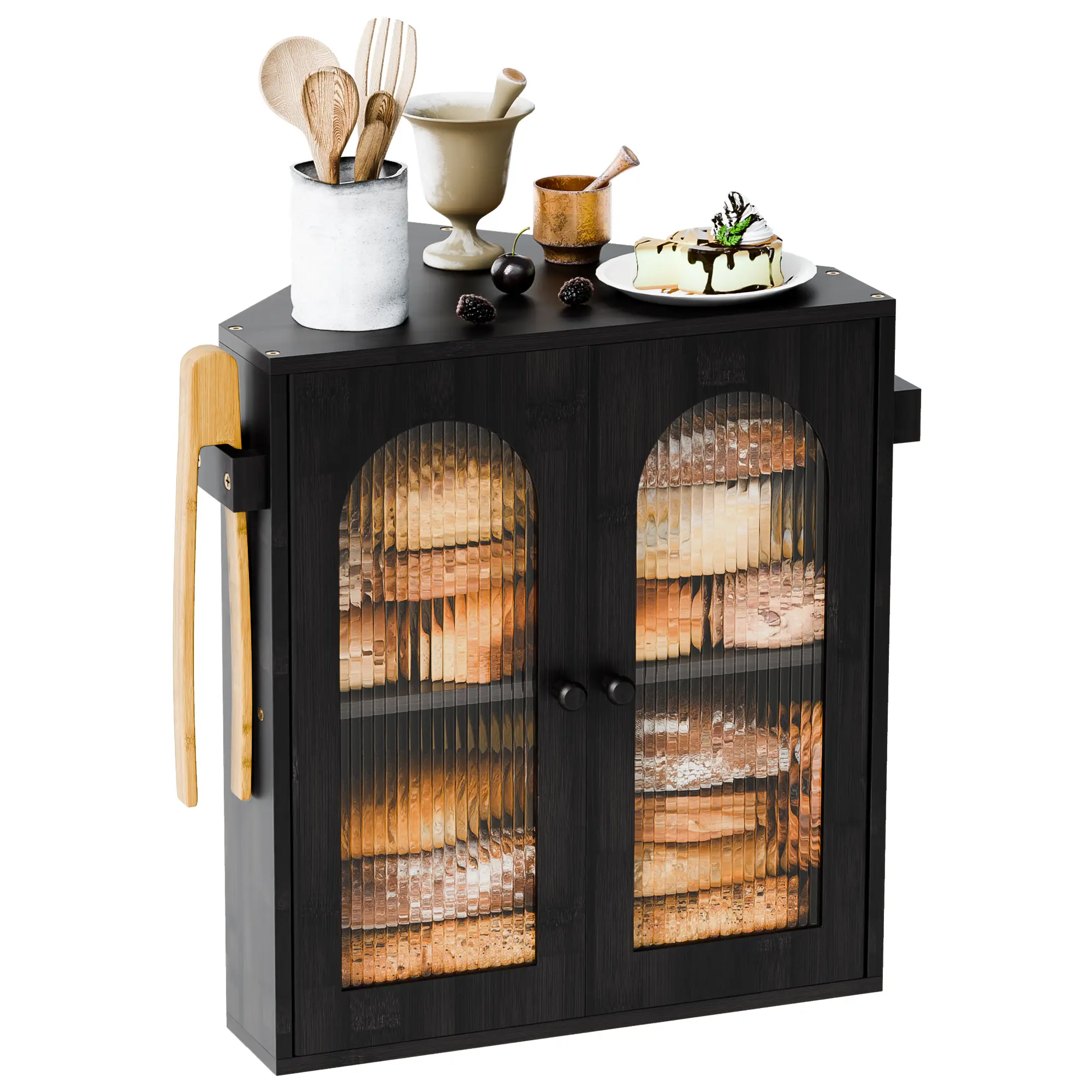 Kitchen Countertop Corner Bread Box Large Double-layer Bread Storage Container Suitable for Homemade Bread Kitchen Counter Black Bread Rack Cabinet Storage Box,home essentials