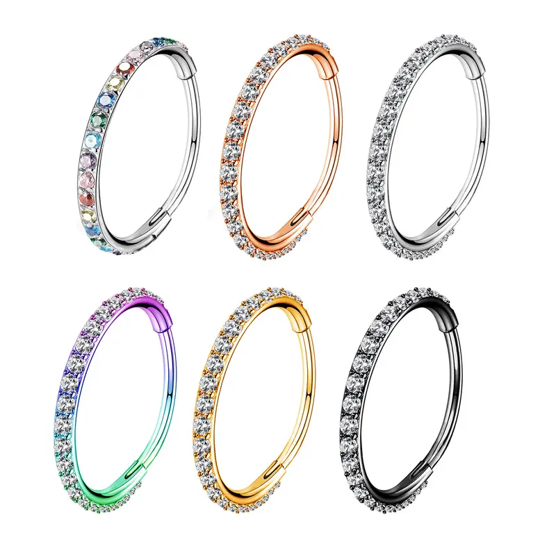 Oufer 18G 1.0mm 5mm-6mm 316L Rust-Resist Stainless Steel Non-Tarnish CZ Hoop Nose Rings, Women's Basic Daily Wear Piercing Jewelry, Body Jewelry Accessory