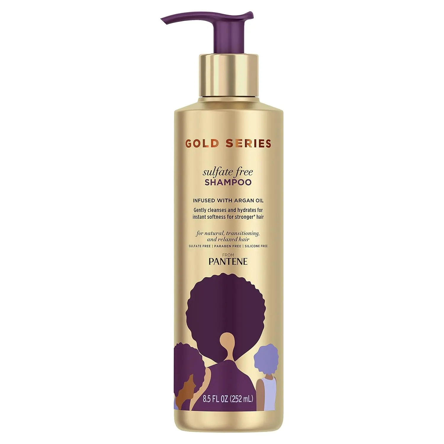 Pantene Gold Series ProV Argan Oil Sulfate-Free Liquid Shampoo - Curly Hair, Natural Shampoo, Detangling for Textured Hair, 8.5 Fl Oz Beauty & Personal Care Haircare Product