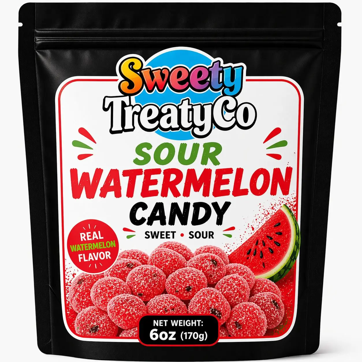 Sour Watermelon Gushers - (6oz Large Resealable Bag) - Gooey Sweet & Sour Candy - Ships Same Day - USA Made