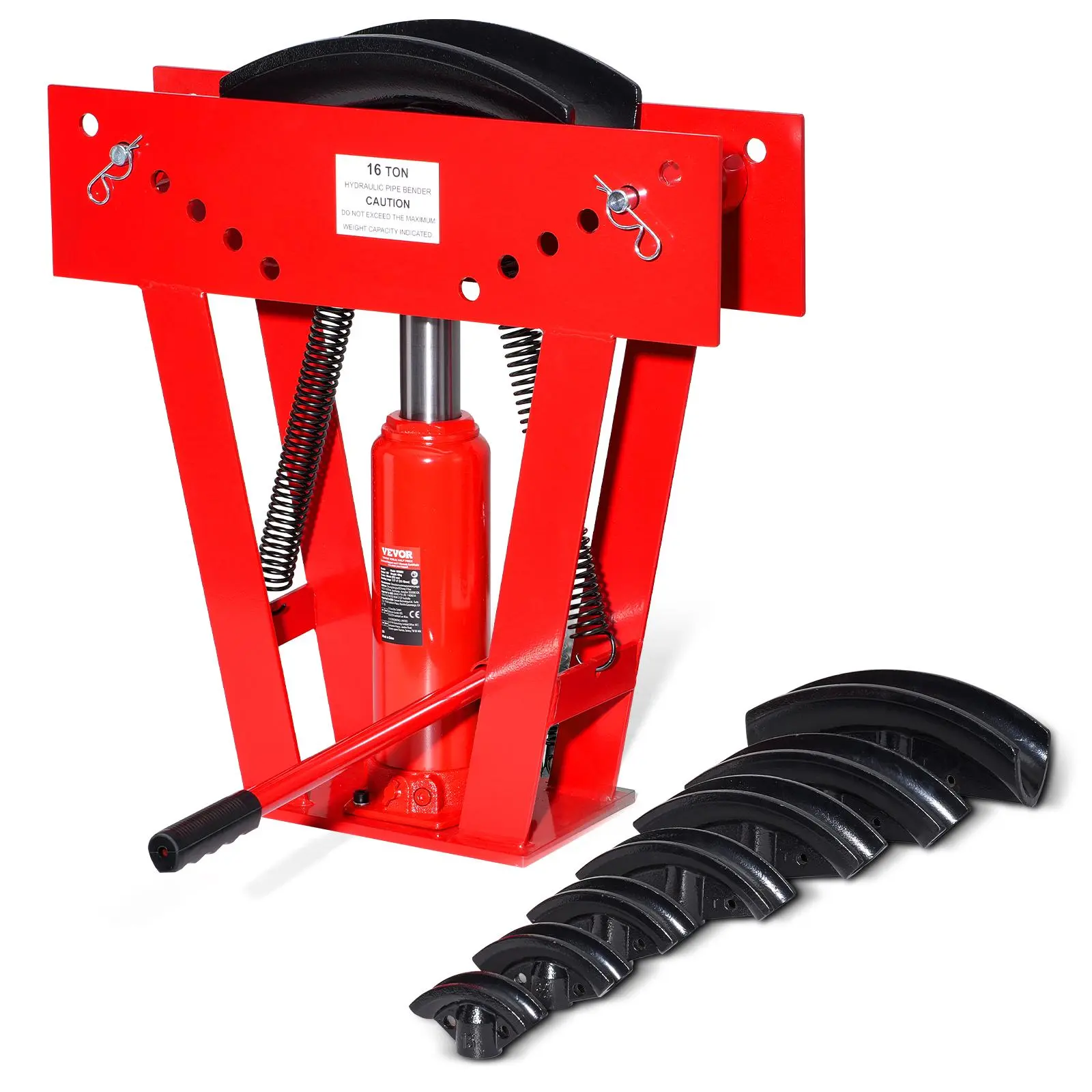 【Summerfinds】VEVOR Hydraulic Pipe Bender 16 Ton Manual Copper Exhaust Pipe Bending Machine with 8 Dies (1/2" - 3") and 90 - 180° Adjustable RollersHeavy-Duty Pipe Tube Bender for Piping Railing Construction