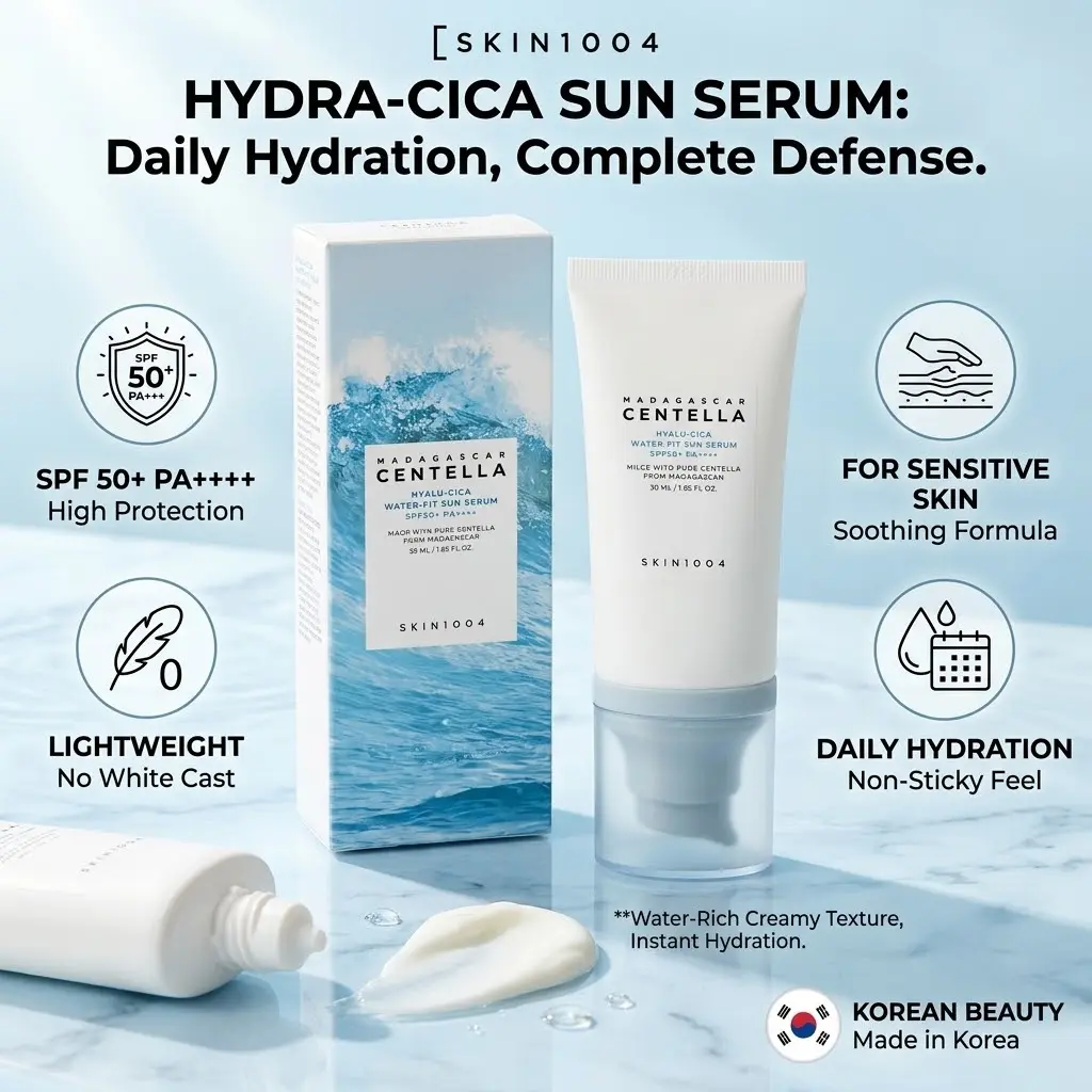 Hyalu-Cica Water-Fit Sun Serum UV (OTC) - 50ml Korean Lightweight Facial Sunscreen, Watery-Creamy Texture, for Sensitive Skin Daily Use