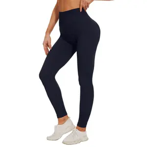 Viconow Women’s Butt Lifting Ribbed Seamless Leggings  No Pockets Deep Color