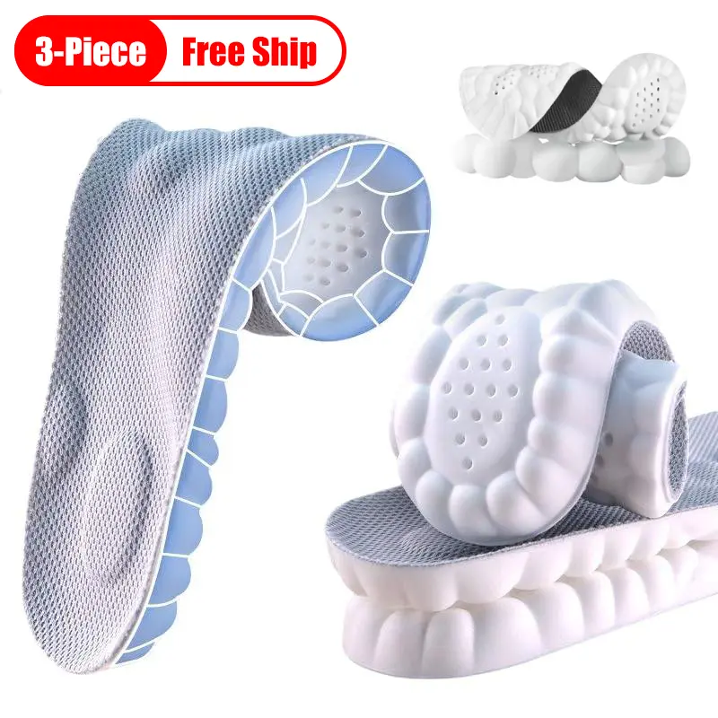 Unisex 3-Piece Shoe Insoles - 4D Cloud sol Soft Memory Foam Cushioning, Trim-to-Fit for Steppers