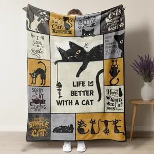 Cozy Cat Lover Blanket – Ultra-Soft Fleece Throw with Cute Kitty Print, Lightweight and Warm Flannel Blanket for Couch, Bed, Sofa or Office – Perfect Gift for Cat Moms, Cat Dads