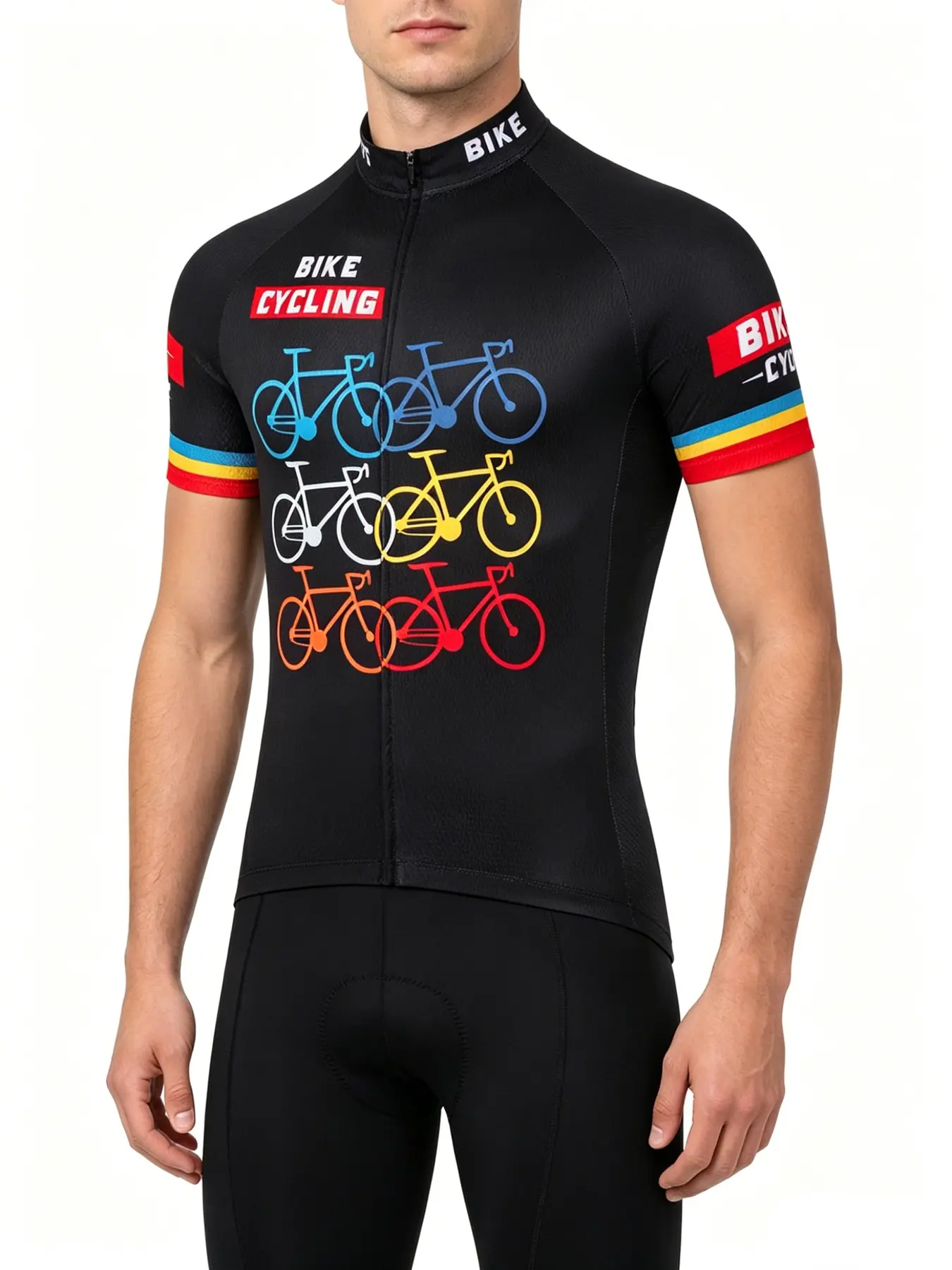Men's Cycling Jersey, Cyclist Jersey, Short Sleeve Bike Shirt with 3 Back Pockets, Digital Print, Slim Fit, All Seasons, Sporty Style, Outdoor Riding, Sports Jersey, Sports Clothing