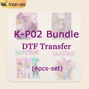 4pcs/set K-P02 Bundle Mystic Guardians DTF Transfers Stickers Cute Idol Character Iron-On Transfers Stickers for T-Shirts Bags Fabric Decor DIY Supplies