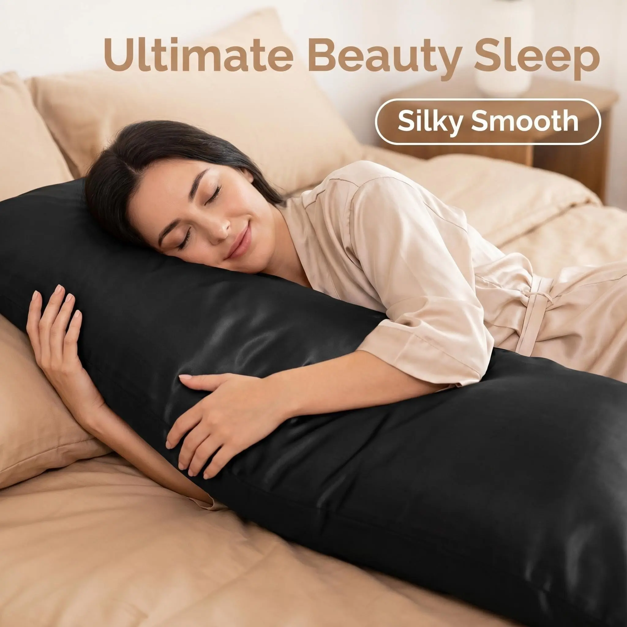 [Back To School]NTBAY Silky Satin Body Pillowcases - 20x54 Inches Frictionless Microfiber Fabric, Soft Skin-Friendly & Anti-Acne Body Pillow Cover, Luxurious Satin Bedding Gift with Envelope Closure