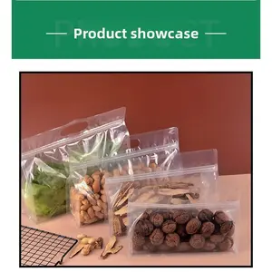 Premium eight-sided seal transparent self-sealing stand-up bags for food and tea packaging; thickened airtight containers with handle for fresh-keeping kitchen utensils
