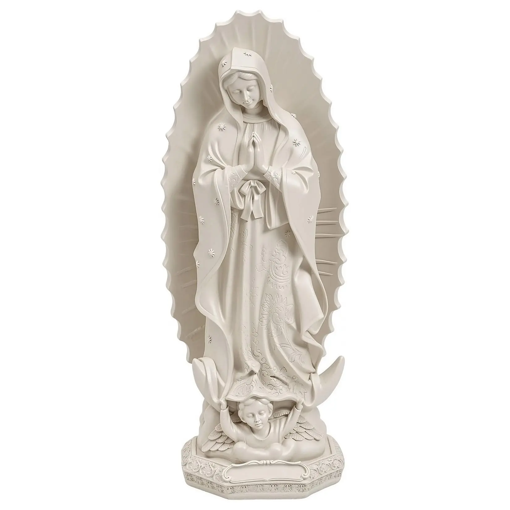 11.8" Resin Virgin Mary Statue, Beige Handmade Religious Sculpture – Indoor & Outdoor Catholic Decor, Perfect Gift