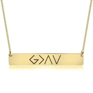 European And American Fashion One Word Horizontal Bar Pendant Necklace