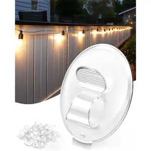 Hooks Lights Clips Outdoor String - 3X Stronger Adhesion 20Pcs Clear Heavy Duty Hangers Waterproof Adhesive - Sticky Removable 0 Residue No Drill Indoor Garage - for Patio Fence Gutters Wall Christmas