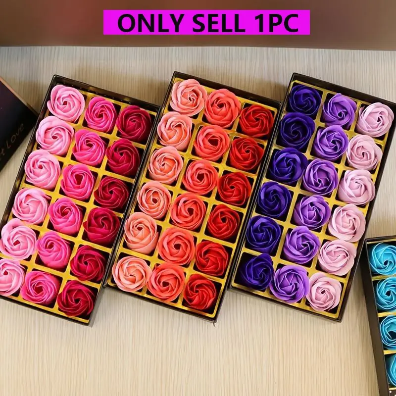 Artificial Rose Soap Flower Gift Box, 1 Box Colorful Romantic Bouquet, Birthday Gift for Girlfriend, Wedding, Party & Anniversary, Aesthetic