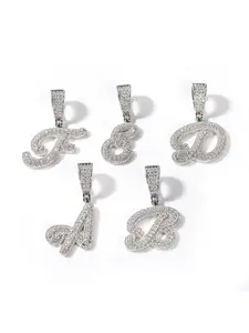Hip Hop Promotion Iced Out Brush Cursive Letter Capital Initial Pendant Necklace Fashionable Jewelry Hip Hop Rapper Alphabet Pendant Jewelry