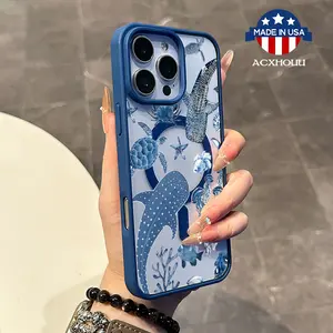 Chic Magnetic Case for iPhone11/12/13/14/15/16/promax whalesshark MagSafe Ready, Anti-Slip, Ultra Thin | Aesthetic Touch for Daily Use Shockproof Tpu Cover