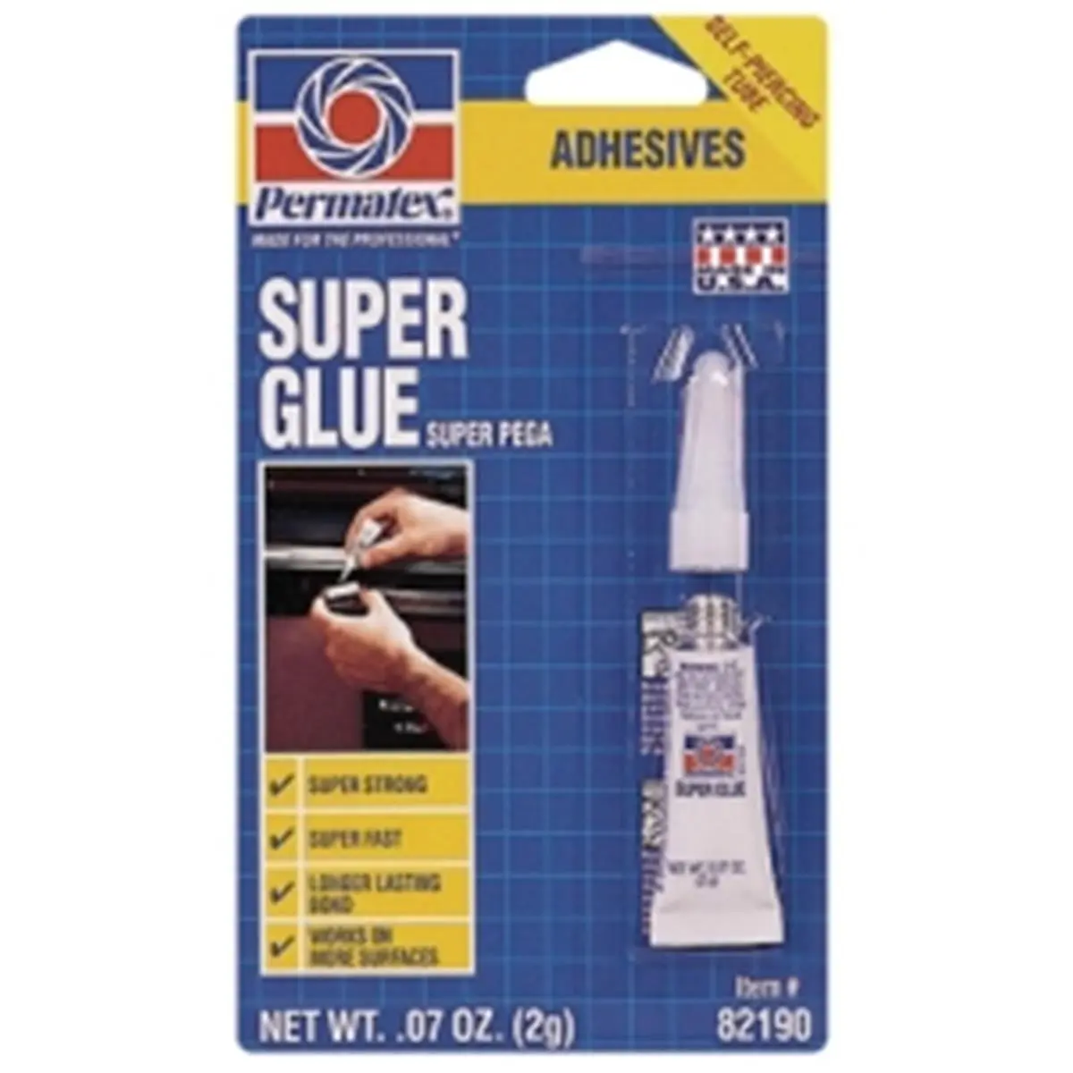 212 MAIN Permatex PTX82190 2g Carded Super Glue Tube, Fast Bonding Adhesive for Home Interior Repair