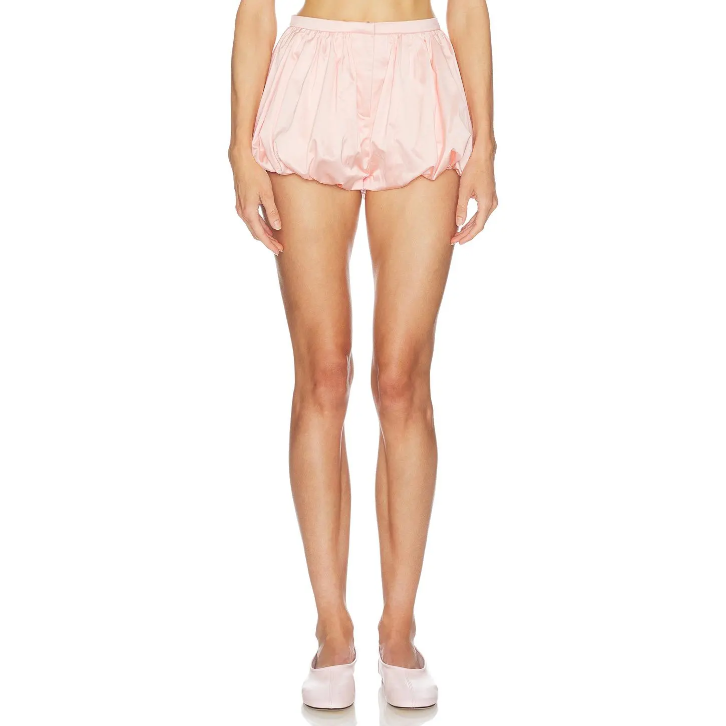 Helsa Sateen Puff Shorts in Shell Pink