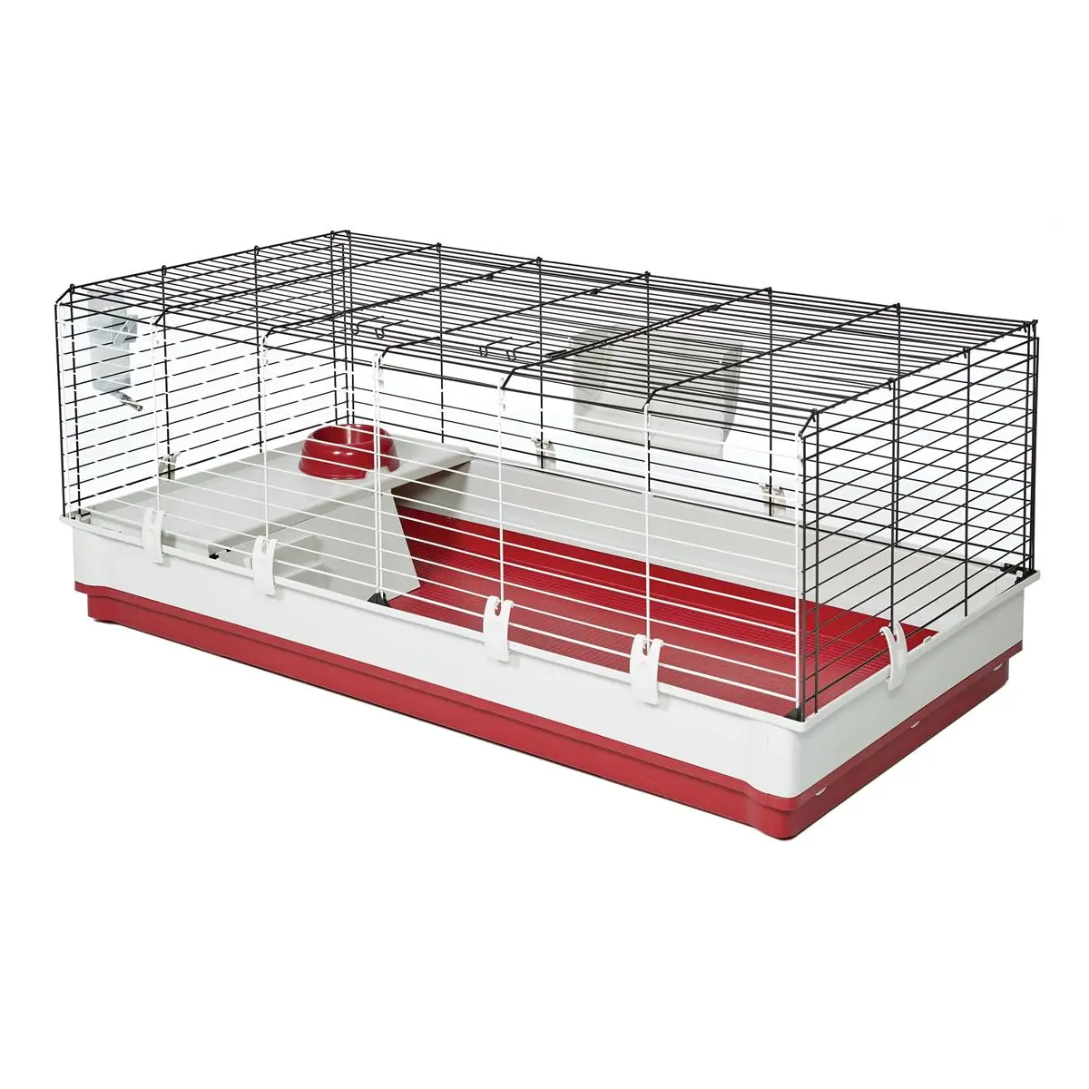 Midwest Metal Products MW02420 Deluxe Plastic Rabbit/Guinea Pig Cage - White & Red, Extra Large, Mesh Design for Ventilation, 15 lbs Capacity, High Quality Selection No Compromise Small Animal Habitat
