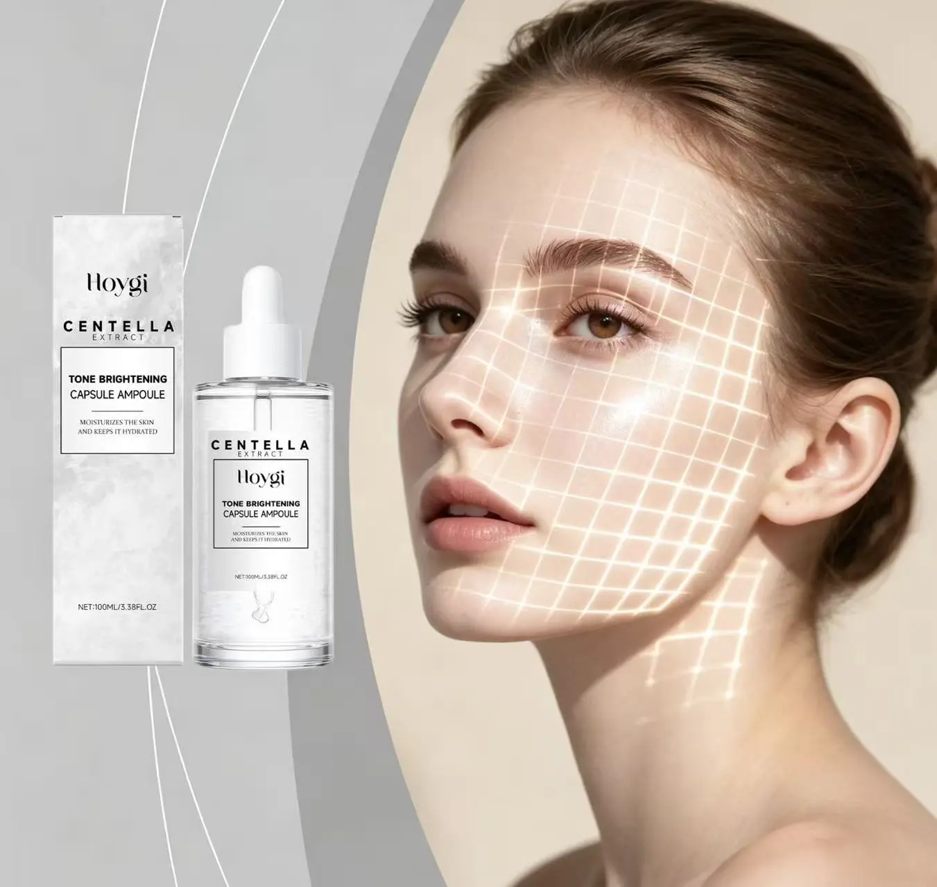 Hoygi Centella Asiatica Micro Essence - Brightening, Gentle Skin Repair Moisturizer with Glycerin, Peptide, Vegan, Fast-Absorbing, Refreshing for Sensitive Redness, 3.38 oz (100 mL) Daily Skincare