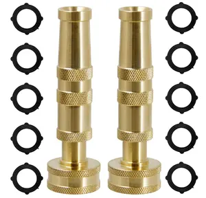 Triumpeek Solid Brass Hose Nozzle, 2 Pack 4" Heavy Duty Brass Garden Hose Nozzle with 10 Rubber Washers