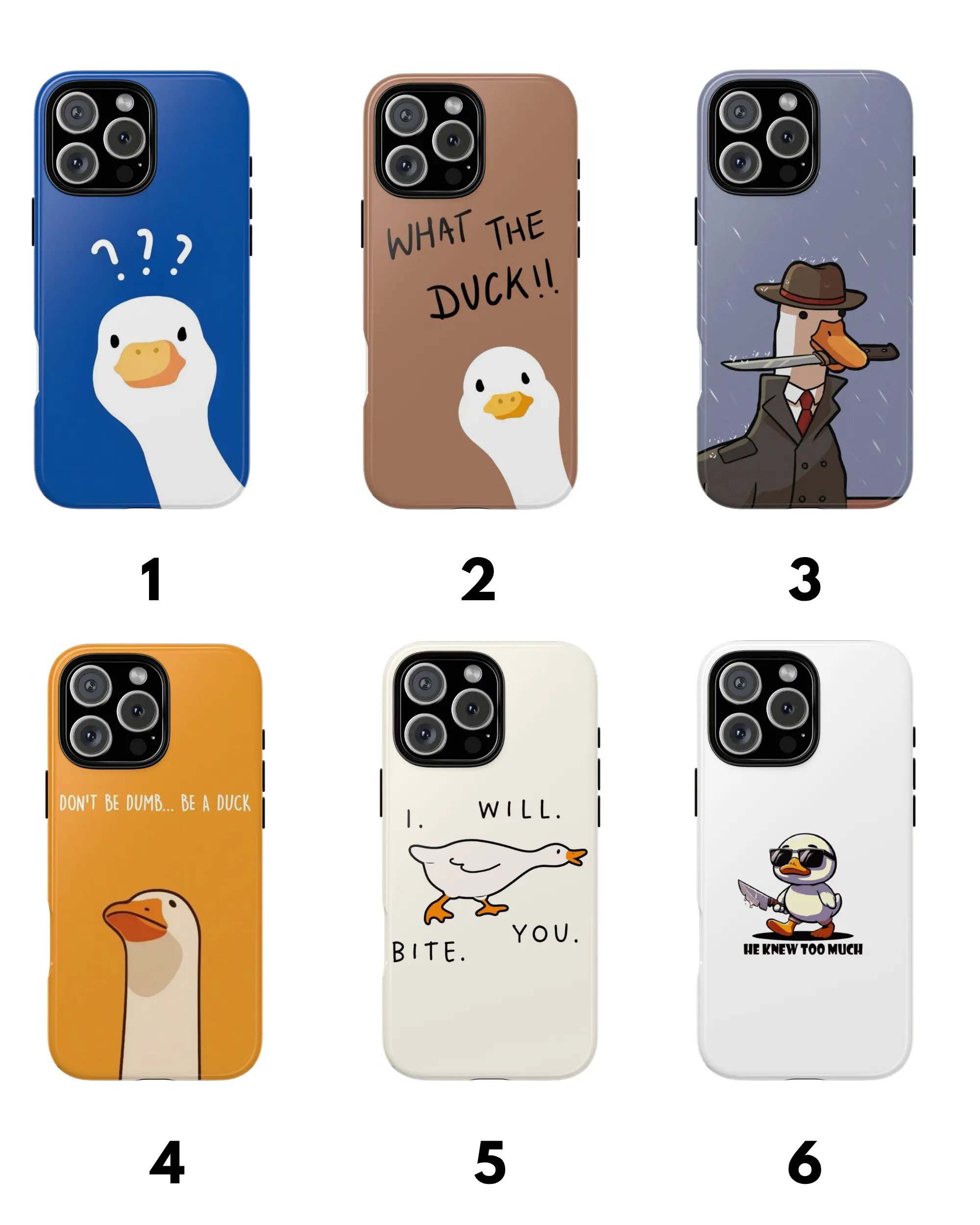 Funny Duck Meme Tough Phone Case Heavy Duty Protection Silly Goose Style Cover | 6 Aesthetic Styles Designs For iPhone 11-17 & Samsung S22-S26 Series