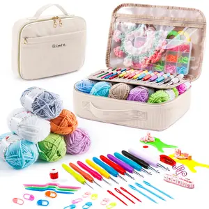 MYBAGZING 58-Piece Crochet Kit for Beginners | Complete Crochet Supplies with 10 Ergonomic Hooks 2.0-6.0 mm, 10 Vibrant Yarn Skeins, Yarn Storage Bag & Knitting Accessories, Ideal Gift for Craft Lovers