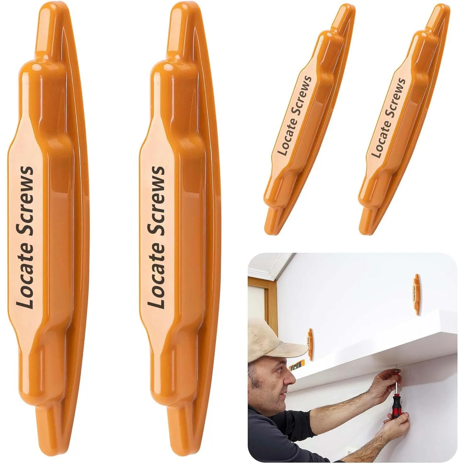 4-Count Compact Stud Finder - Hardware Stud Detector for Drywall Construction Marking, Mounting, and Metal Detection