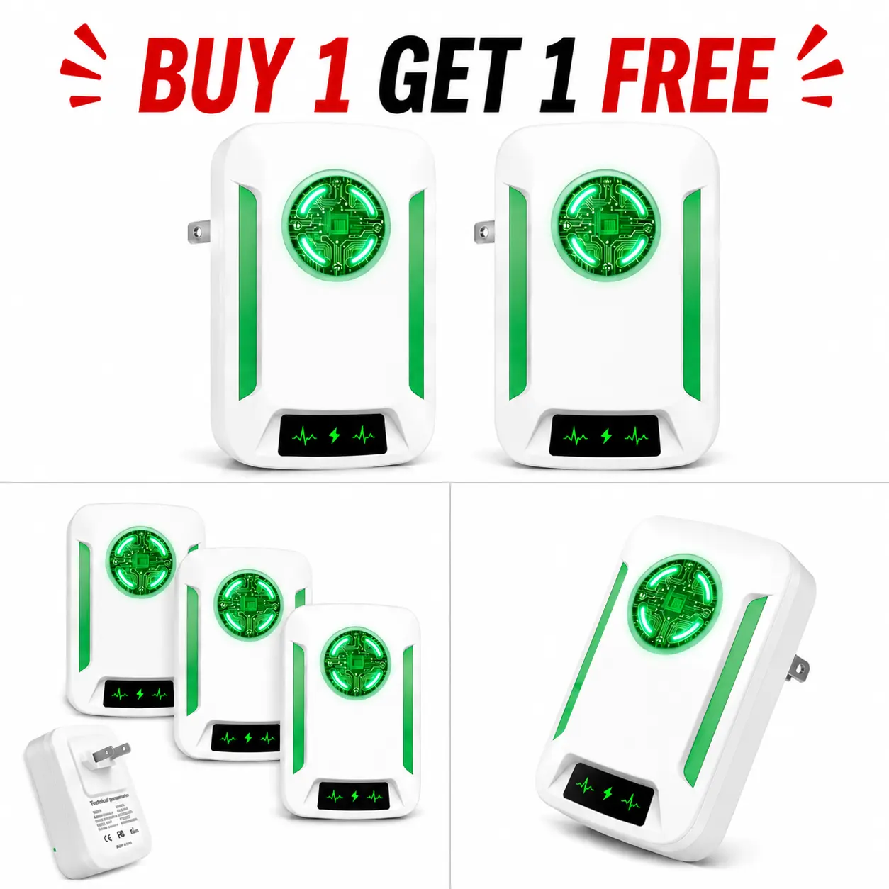 [Buy 1 Get 1 Free] Plug-in Device |   US Plug, Compact with Indicator Light |   90-250V for Home & Office