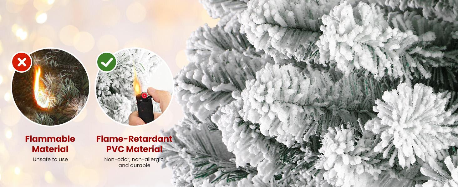 SHareconn 2025 4/5/6/7.5/9FT Pre-lit Warm Lights Snow Flocked Artificial Christmas Tree with Dense Branches, Deluxe Design, Ideal Holiday Decoration SHareconn 2025 4/5/6/7.5/9FT Pre-lit Warm Lights Snow Flocked Artificial Christmas Tree with Dense Branches, Deluxe Design, Ideal Holiday Decoration