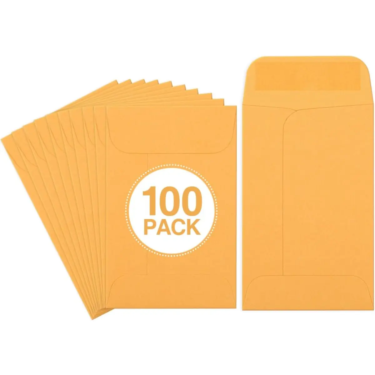Coin Envelopes 100 PCS 2.25x 3.5" Brown Small Parts Envelope with Gummed Flap Kraft Seed Envelopes for Garden, Home and Office