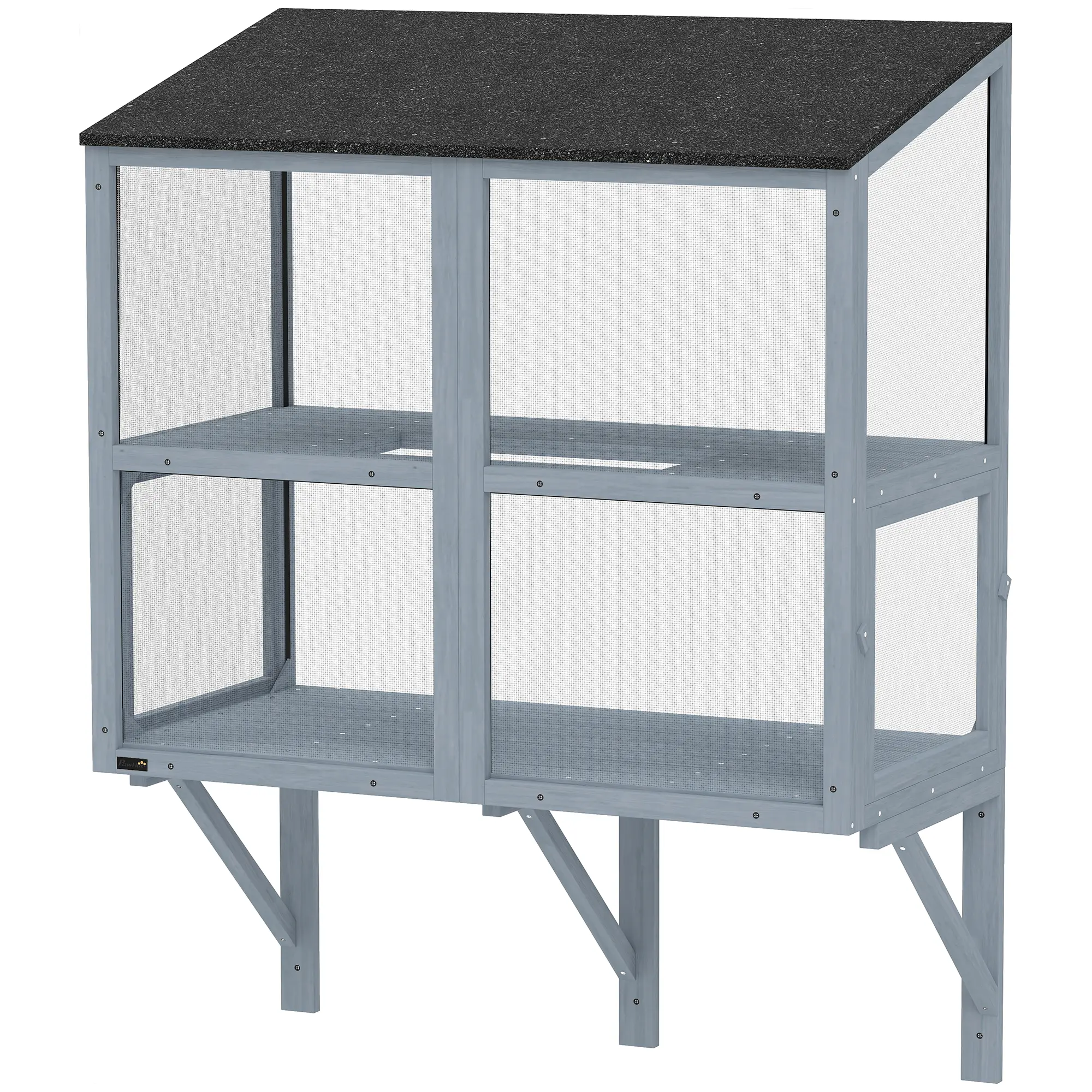 Gray 39.4in Catio Outdoor Cat Enclosure - Waterproof Roof Window Box Cat House - Safe for Window, Patio Use - Pet Supplies for Viewing, Fresh Air, Weather Protection