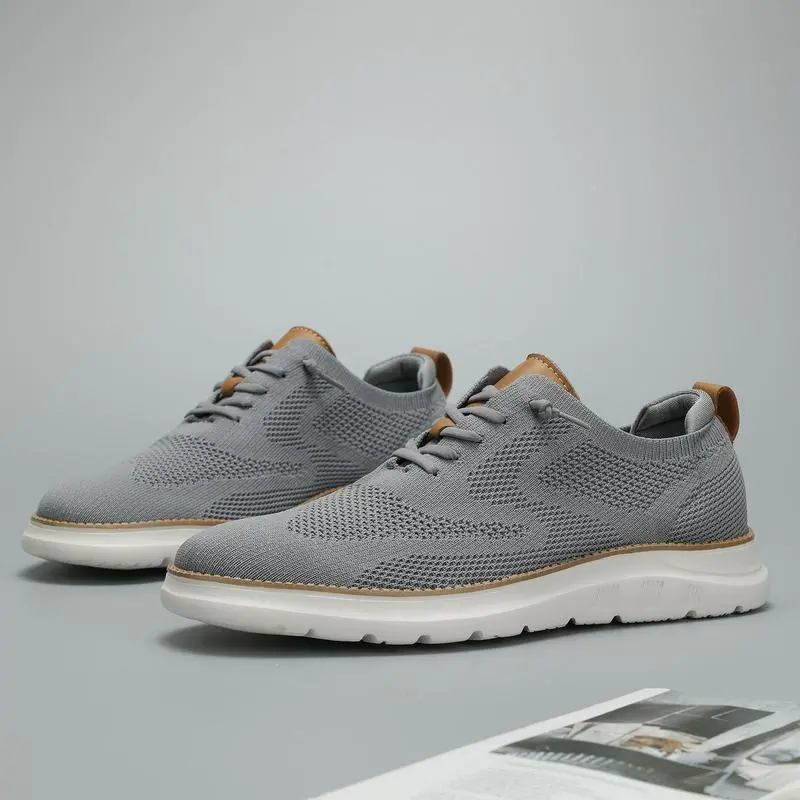 Men's Mesh Oxford Athletic Sports Shoes - Comfortable, Lightweight Fabric Trainer, Soft Sole Runner for Business, Work (SGS Certified), Casual Wear, Male Shoes, Lace-Up, Mesh Breathability, Oxfords, Breathable, Low Top, Eu39/Us6.5
