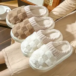 Cotton Slippers for Women Anti-Slip Cashmere for Warmth Monthly Slippers for Indoor Home Cute Fluffy Cotton Walking Shoes Houseslippers Swag Comfortable Wear Warmth and Style