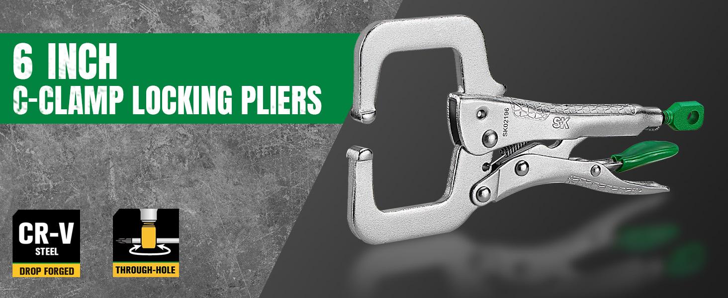 #backtoschool SK C-Clamp Locking Pliers with Regular Jaws, Premium CR-V Construction, Ergonomic Anti-slip Handle