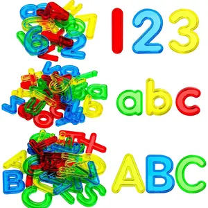 67 Pcs Colorful Plastic Learning Set Transparent Letters and Numbers with Uppercase Lowercase and Counting Pieces for Kids Spelling and Math Practice, Ages 3+