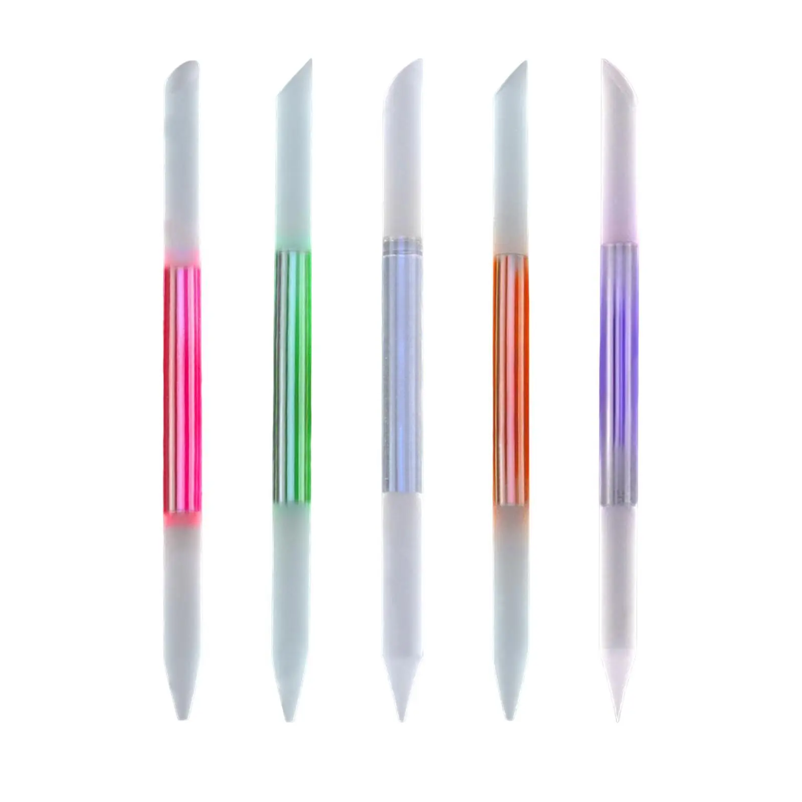 Portable Glass Cuticle Pusher Dual Ended Nail File Etched Surface Manicure Tool for Nail Care Salon Travel