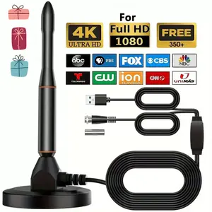 TV Antenna, Newly upgraded digital TV antenna for Smart TV and All TV, Strong Magnetic Base for Easy Installation, 360° & Long Range Reception for HDTV Channels-Support All TV's (Black)