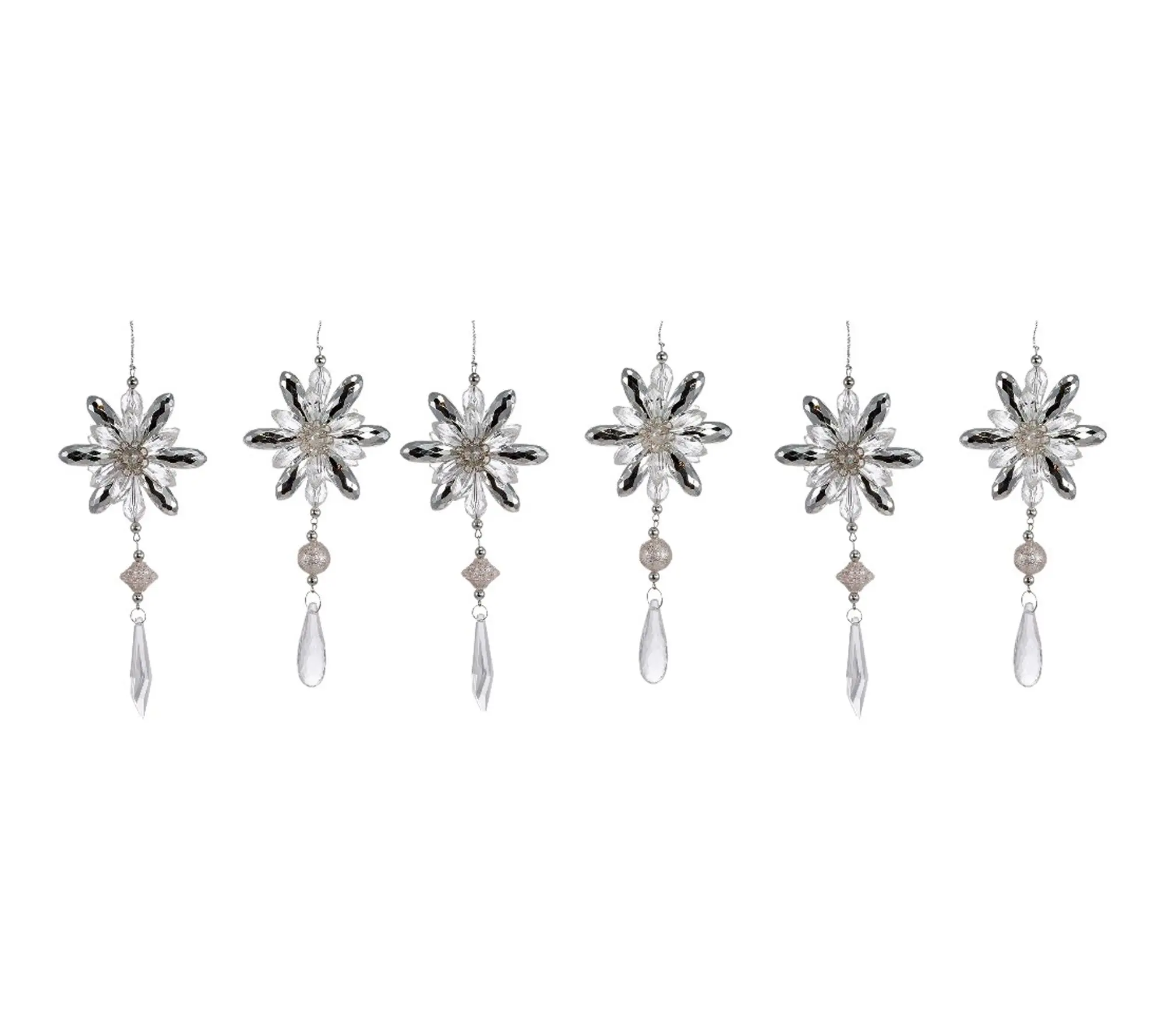 RC Home Decor-Set of 6 Crystal Snowflake Drop Ornaments