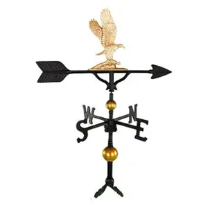 212 MAIN Deluxe Gold Eagle Outdoor Weathervane, 300 Series 32 In. Cast Aluminum Arrow Shape, Adjustable Base