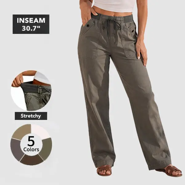Flamingals Solid Seam Detail Drawstring Mid Rise Straight Leg Pants High Stretch Fabric Women's Wear Minimalist Fit Basic Style Multiple Colors Flamingals Solid Seam Detail Drawstring Mid Rise Straight Leg Pants High Stretch Fabric Women's Wear Minimalist Fit Basic Style Multiple Colors