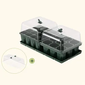 Vego garden Germination Bundle,  Seedling Trays with Seedling Tray Lids and 10" x 20" Bottom Watering Trays Plus Seedling Humidily Dome