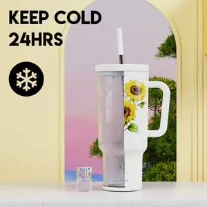 【Meoky】40 oz Thermos, keep drinks cool all day long, stainless steel thermos with lid and straw - Leak-proof for car cup holders - Travelers, commuters, great for gifting.Father's Day Gifts,Deals For You,GraduationGift