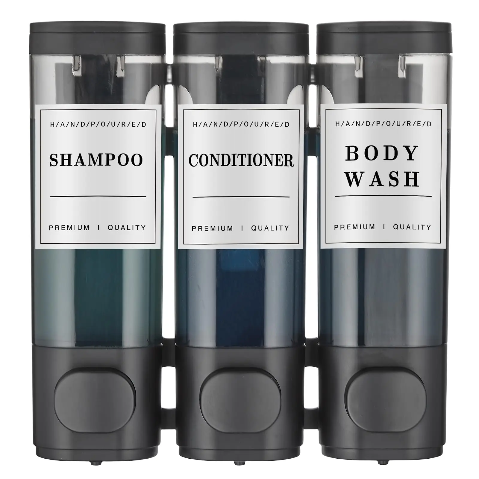 Shampoo and Conditioner Dispenser,Shower Soap Dispenser 3 Chamber No Drill Wall-Mounted Shampoo Dispenser for Shower Wall Mounted Shower Dispenser for Bathroom Hotel Large Capacity,Black