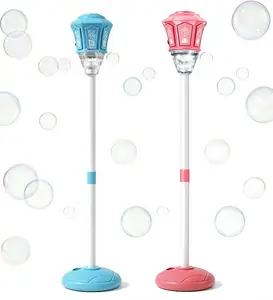 47'' Bubble Machine, Height Adjustable, Rechargeable with LED Lights & Music, Bubble Solution, Ideal for Parties, Kids Play, Automatic Bubble Machine
