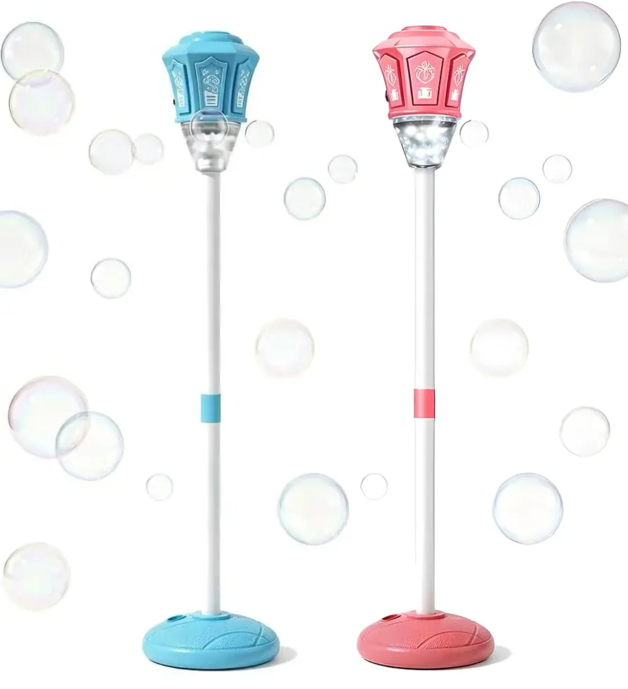 47'' Bubble Machine, Height Adjustable, Rechargeable with LED Lights & Music, Bubble Solution, Ideal for Parties, Kids Play, Automatic Bubble Machine