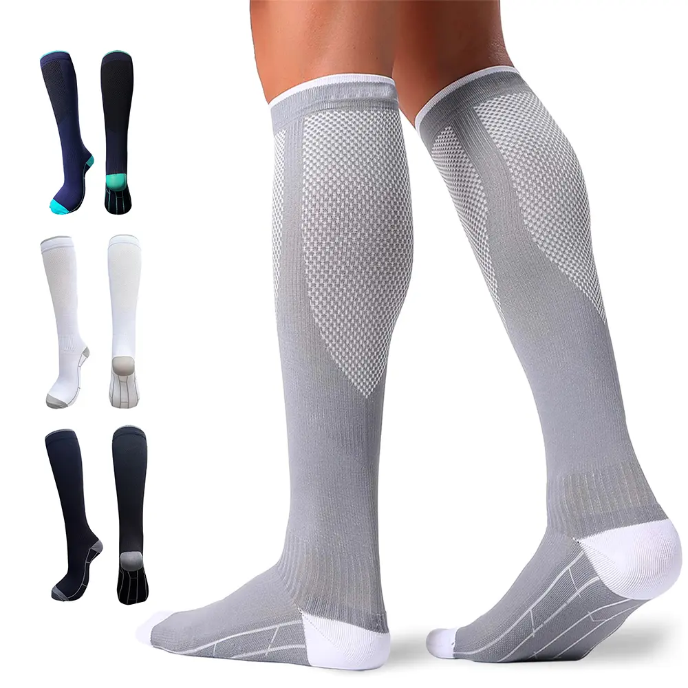 Professional 20-30mmHg Graduated Sports Compression Socks for Men & Women - Muscle Support for Running, Nursing, Travel, Flight, Shin Splints & Athletic Performance Breathable Compression Socks