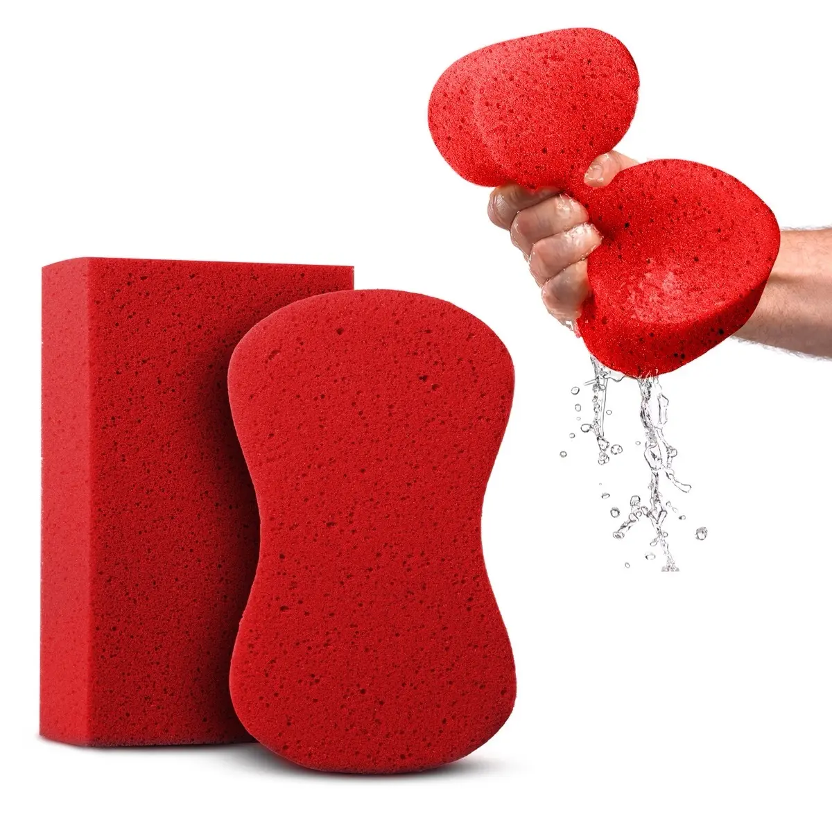 The Carmine Sponge Set - Sponges for Cleaning - 2 Pack - Multi-Purpose Cleaning Sponge, Perfect as Car Wash Sponge, Household Cleaning Sponges, Tile Grout Sponge, Sponges for Painting,Sponge for Washing Cars compostable