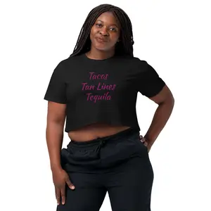 Tropical Trio Women’s Crop Top: Tacos, Tan Lines, Tequila Mexico Baby Tee graphic tee